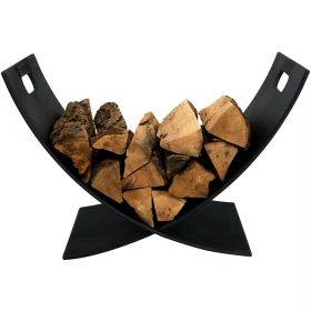 Modern Outdoor Indoor Heavy Duty Black Steel Firewood Log Holder Rack