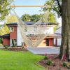 Hammock Chair Hanging Rope Seat Swing w/ Wooden Stick 220lbs Load for Patio Yard Porch Outdoor Bedroom Indoor