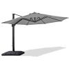 Patio Cantilever Umbrella with Weight Base for Deck, Pool and Backyard in Grey