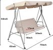 Bosonshop 3 Person Outdoor Porch Patio Swing Chair with Stand and Waterproof Canopy All Weather Resistant Swing Bench;  Beige