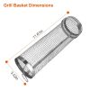 2Pcs 3.42x11.61Inch Portable BBQ Rolling Basket Round Stainless Steel Grill Mesh Barbecue Net Tube with Removable Cover Outdoor Camping