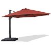 Patio Cantilever Umbrella with Weight Base for Deck, Pool and Backyard in Red