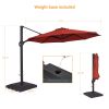 Patio Cantilever Umbrella with Weight Base for Deck, Pool and Backyard in Red