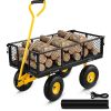 VEVOR Steel Garden Cart; Heavy Duty 900 lbs Capacity; with Removable Mesh Sides to Convert into Flatbed; Utility Metal Wagon with 180 Rotating Handl