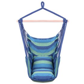 Hammock Chair Distinctive Cotton Canvas Hanging Rope Chair with Pillows Blue YJ