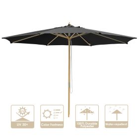 13 Ft Wooden Umbrella Black