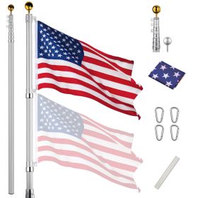 30 ft Al Flag Pole w/ US Flag and Ball