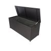 Outdoor Storage Box; 113 Gallon Wicker Patio Deck Boxes with Lid; Outdoor Cushion Storage Container Bin Chest for Kids Toys; Pillows; Towel Black