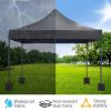 10x10ft Instant Portable Pop Up Canopy Tent PVC Coated Shelter with Wheeled Carry Case; 4 Sand Bags - Black Top