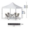 10x10ft Instant Portable Pop Up Canopy Tent PVC Coated Shelter with Wheeled Carry Case; 4 Sand Bags - White Top