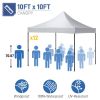 10x10ft Instant Portable Pop Up Canopy Tent PVC Coated Shelter with Wheeled Carry Case; 4 Sand Bags - White Top