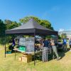 10x10ft Instant Portable Pop Up Canopy Tent PVC Coated Shelter with Wheeled Carry Case; 4 Sand Bags - Black Top