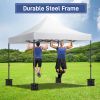 10x10ft Instant Portable Pop Up Canopy Tent PVC Coated Shelter with Wheeled Carry Case; 4 Sand Bags - White Top