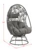 Hikre Patio Lounge Chair & Side Table; Clear Glass; Charcaol Fabric & Black Wicker 45113