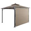 9.8ft.L x 9.8ft.W Gazebo with Extended Side Shed/Awning and LED Light for Backyard; Poolside; Deck; Brown