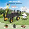 VEVOR Steel Garden Cart; Heavy Duty 900 lbs Capacity; with Removable Mesh Sides to Convert into Flatbed; Utility Metal Wagon with 180 Rotating Handl