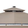 9.8ft.L x 9.8ft.W Gazebo with Extended Side Shed/Awning and LED Light for Backyard; Poolside; Deck; Brown