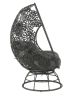 Hikre Patio Lounge Chair & Side Table; Clear Glass; Charcaol Fabric & Black Wicker 45113