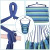 Hammock Chair Distinctive Cotton Canvas Hanging Rope Chair with Pillows Blue YJ