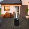 Bosonshop Outdoor Patio Heater, Pyramid Standing Gas LP Propane Heater With Wheels 87 Inches Tall 42000 BTU For Commercial Courtyard (Black)