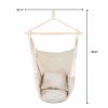 Hammock Chair Distinctive Cotton Canvas Hanging Rope Chair with Pillows Beige