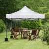 10x10ft Instant Portable Pop Up Canopy Tent PVC Coated Shelter with Wheeled Carry Case; 4 Sand Bags - White Top