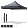 10x10ft Instant Portable Pop Up Canopy Tent PVC Coated Shelter with Wheeled Carry Case; 4 Sand Bags - Black Top