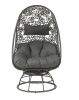 Hikre Patio Lounge Chair & Side Table; Clear Glass; Charcaol Fabric & Black Wicker 45113