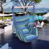 Hammock Chair Distinctive Cotton Canvas Hanging Rope Chair with Pillows Blue YJ