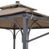 9.8ft.L x 9.8ft.W Gazebo with Extended Side Shed/Awning and LED Light for Backyard; Poolside; Deck; Brown