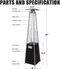 Bosonshop Outdoor Patio Heater, Pyramid Standing Gas LP Propane Heater With Wheels 87 Inches Tall 42000 BTU For Commercial Courtyard (Black)