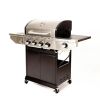 Propane Grill 4 Burner Barbecue Grill Stainless Steel Gas Grill with Side Burner and Thermometer for Outdoor BBQ; Camping