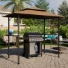 8 x 5 FT Grill Pergola Tent with Air Vent Double Tiered BBQ Gazebo Outdoor Barbecue Canopy, Khaki