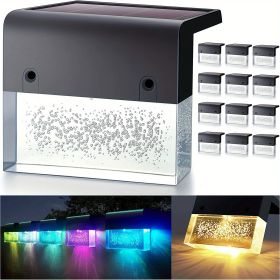 4pcs/6pcs/8pcs/10pcs/12pcs Solar Wall Lights, LED Color Changing Solar Step Lights Outdoor, Imitation Crystal Bubbles With 2 Lighting Modes (quantity: 12)