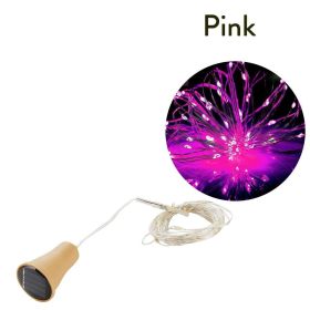 1pc 10/20 LED Solar Wine Bottle Cork Shaped String Lights; Garland Wire Fairy String Light; 3.3/6.6ft; Outdoor Party Decoration (Color: Pink, size: 1M 10 Lamp Beads)