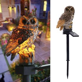 Solar Owl Garden Light Owl Solar Lamp Parrot Lawn Light Solar Lights Outdoor Solar Light Animal Pixie Lawn Lamp Waterproof Decor (Ships From: China, Emitting Color: Brown)