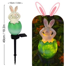 Cute Solar Garden Lights Easter Rabbit Solar LED Lights Waterproof Resin Landscape Lamp Outdoor Solar Lights Party Pathway Yard (Ships From: CN, Emitting Color: LLA0012112-B)