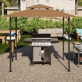 8x 5 FT Grill Gazebo Grill Canopy Double Tiered BBQ Gazebo Outdoor BBQ Canopy (Color: Khaki)