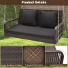 2-Person Outdoor Wicker Porch Swing with Seat and Back Cushions