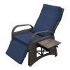 Outdoor Adjustable Wicker Recliner with Flip Table