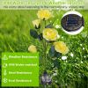 2Pcs Solar Powered Lights Outdoor Rose Flower LED Decorative Lamp Water Resistant Pathway Stake Lights