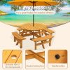 Circular Outdoor Wooden Picnic Table with Built-in Benches for Patio Backyard Garden; DIY; 1720lb Capacity; Natural/Gray