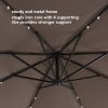 10 FT Solar LED Patio Outdoor Umbrella Hanging Cantilever Umbrella Offset Umbrella Easy Open Adustment with 32 LED Lights