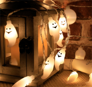 Halloween Battery Remote Control USB LED String Lights (Option: White ghost-3meters 20lights color)