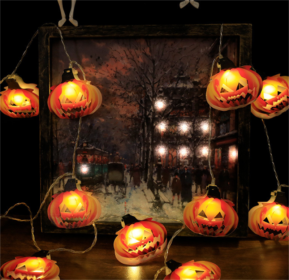 Halloween Battery Remote Control USB LED String Lights (Option: New pumpkin-3meters 20lights warm white)