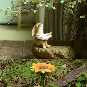 Cute Rabbit Yard Ornament; Easter Decoration (Color: Bunny Looking At Book)