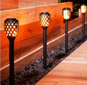 Outdoor Solar Lights;  Water-Resistant Flickering Flames Torch Light;  Landscape Decoration Lighting (size: 4 PCS)