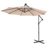 10 Feet Patio Solar Powered Cantilever Umbrella with Tilting System