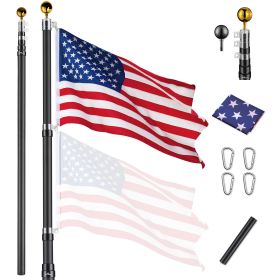 25 ft Al Flag Pole w/ US Flag and Ball (Color: As Picture)